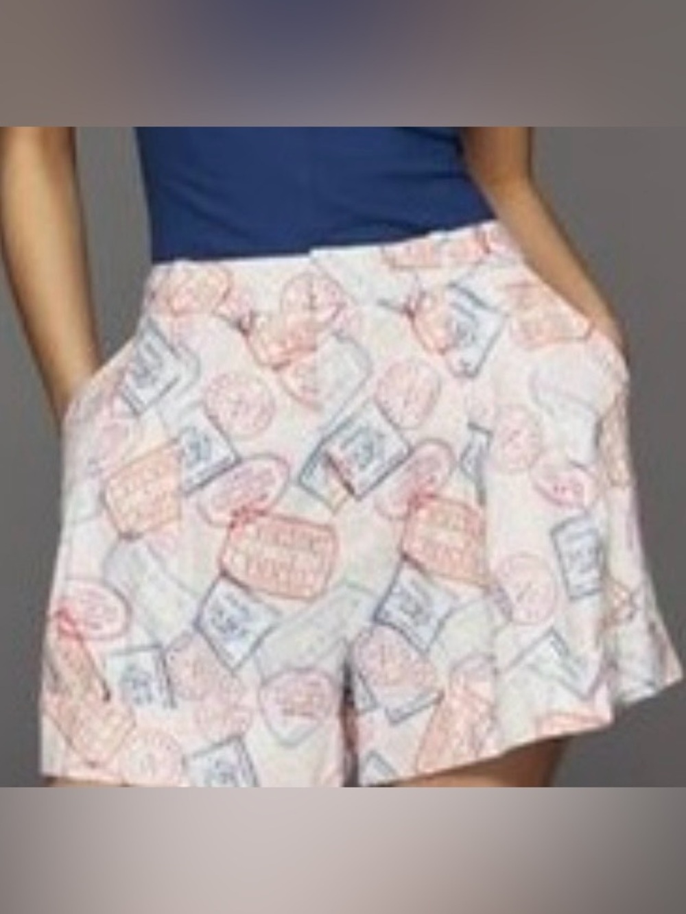 Maeve AveryPink & Blue Printed linen stretch Women’s Casual shorts
